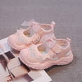 thumbnail image 4 of Xfvqtps Kids Girls Mesh Sneakers Closed Toe Cutout Breathable Hook and Loop Lace Bow Soft Sole Flats Summer Walking Shoes, 4 of 9