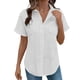 thumbnail image 3 of TaTaai Women's Casual V-Neck Top Short Sleeve Button Front Solid Color Blouse Soft Lightweight Comfy Spring Summer Daily Beach Wear Gift, 3 of 7