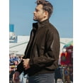 thumbnail image 3 of FLAVOR Men's Real Leather Bomber Casual Jacket (Large, Dark Brown), 3 of 6