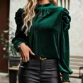thumbnail image 5 of Women's Solid Mock Neck Long Sleeve Velvet Tee Shirt Tops Silm Fit Warm for Winter Blouse Top,Ladies Round Neck Velvet Shirt Woman Casual Loose, 5 of 8