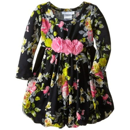 Bonnie Jean Little Girls Black Floral Bubble Dress 5