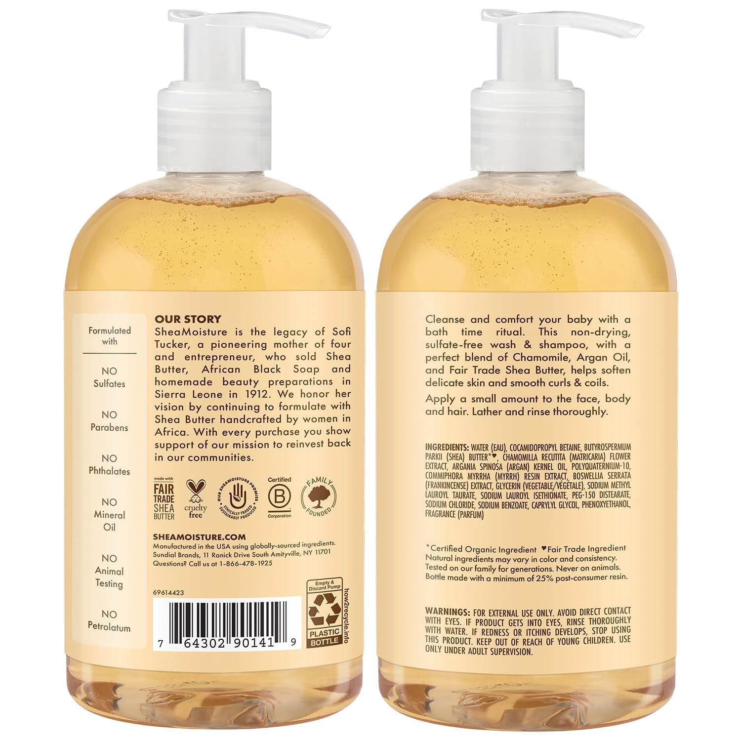 Shea Moisture Baby Care Set â€“ Baby Wash & Shampoo + Baby Conditioner, Delicate Skin & Hair Care, Moisturizer & Detangler for Coily & Curly Hair, 13 Oz Ea (2 Piece Set)