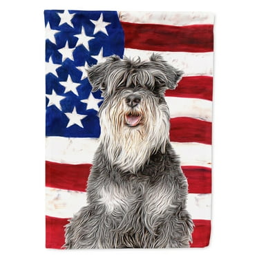 Carolines Treasures KJ1157GF USA American Flag with Schnauzer Garden Flag Garden Size multicolor
