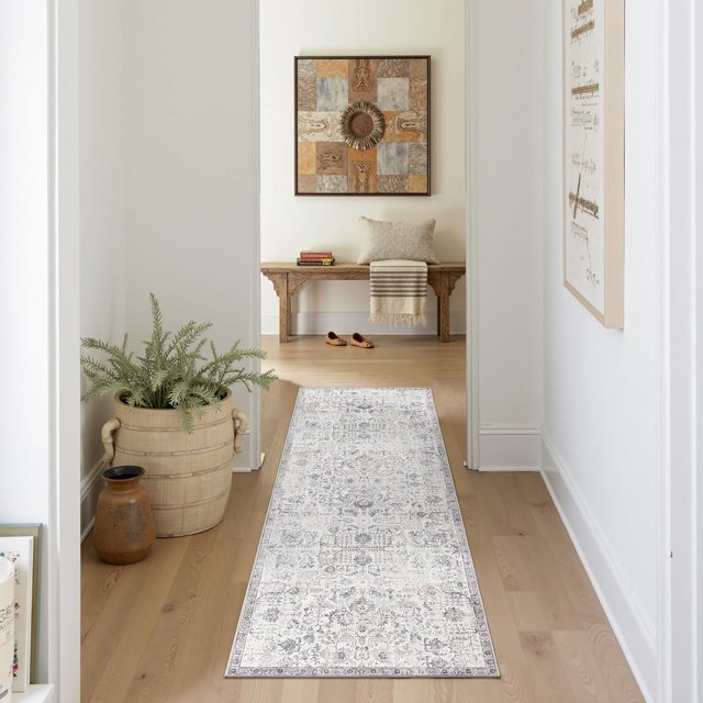 Area Rug x Vintage Rug Indoor Washable Rug Retro Accent Rug Distressed Carpet Multi Floral Print Country Boho Rug Non Slip Kitchen Bedroom Living Room Dining Room Office