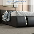 Faux Leather Bed Frame With LED Light & Adjustable Headboard, Full Size