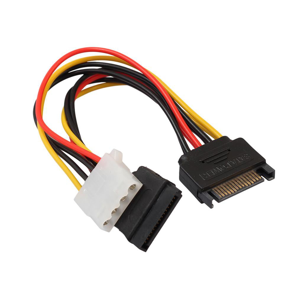 Calvas 1x SATA 15 Pin Female to Molex IDE 4 Pin Male Power Cable 
