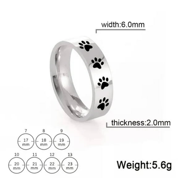 EOEMY Dog Paw Print Cute Rings Stainless Steel Finger Couple Rings Jewelry Gift