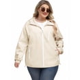 thumbnail image 5 of adviicd Plus Size Womens Rain Jacket with Hood Waterproof Raincoats Lightweight Packable Outdoor Trench Coat Beige, 4XL, 5 of 5