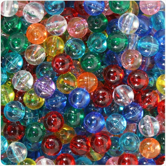 Beadtin Multi Transparent Polystyrene Loose Beads, 8mm, 300 Count