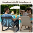 thumbnail image 3 of Patio Furniture Set Lofka 3 Pieces Outdoor Rocking Chairs Set with Glass Coffee Table for Garden, Bistro, Porch, Balcony, Backyard, Gray Cushion, 3 of 13