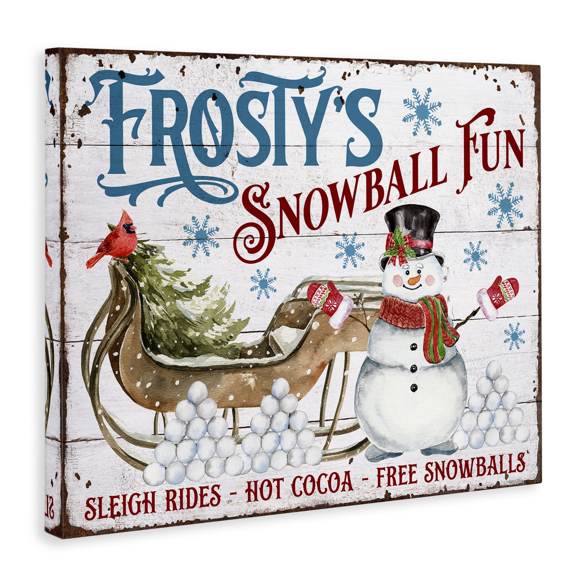 Stupell Industries Frosty's Snowball Fun Holiday Painting Gallery Wrapped Canvas Art Prints Wall Art, 30 x 24
