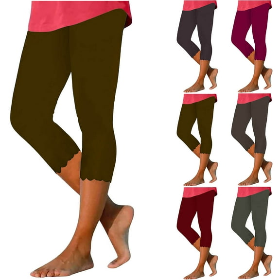 Kmdttou Women's High-waisted Summer Solid Color Slim Bottom Pants on Clearance!