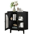 thumbnail image 2 of Vividwood Floor Corner Cabinet with Doors and Shelves, Fluted Storage Cabinet Freestanding Corner Cabinet for Bathroom, Kitchen, Living Room, Black, 2 of 8