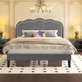 thumbnail image 3 of VECELO LED Bed Frame, Full Size Upholstered Platform Bed Frame with Adjustable Charging Station Headboard, No Box Spring Needed, Easy Assembly, Gray, 3 of 9