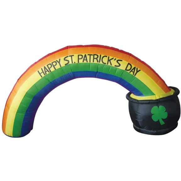 8ft Air Blown Inflatable St. Patrick's Day Rainbow Arch With Pot Of Gold Yard Decoration