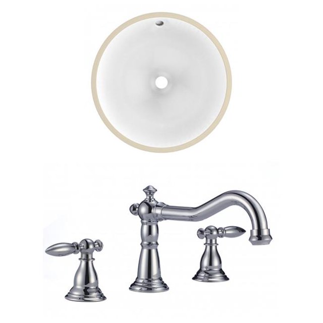 American Imaginations AI-22753 16,5 Po Évier Rond Encastré en Blanc - Chrome Hardware