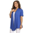 thumbnail image 4 of MOA COLLECTION Women's Basic Casual Solid Short Sleeve Open Front Cardigan (S-3X) Made in USA, 4 of 4
