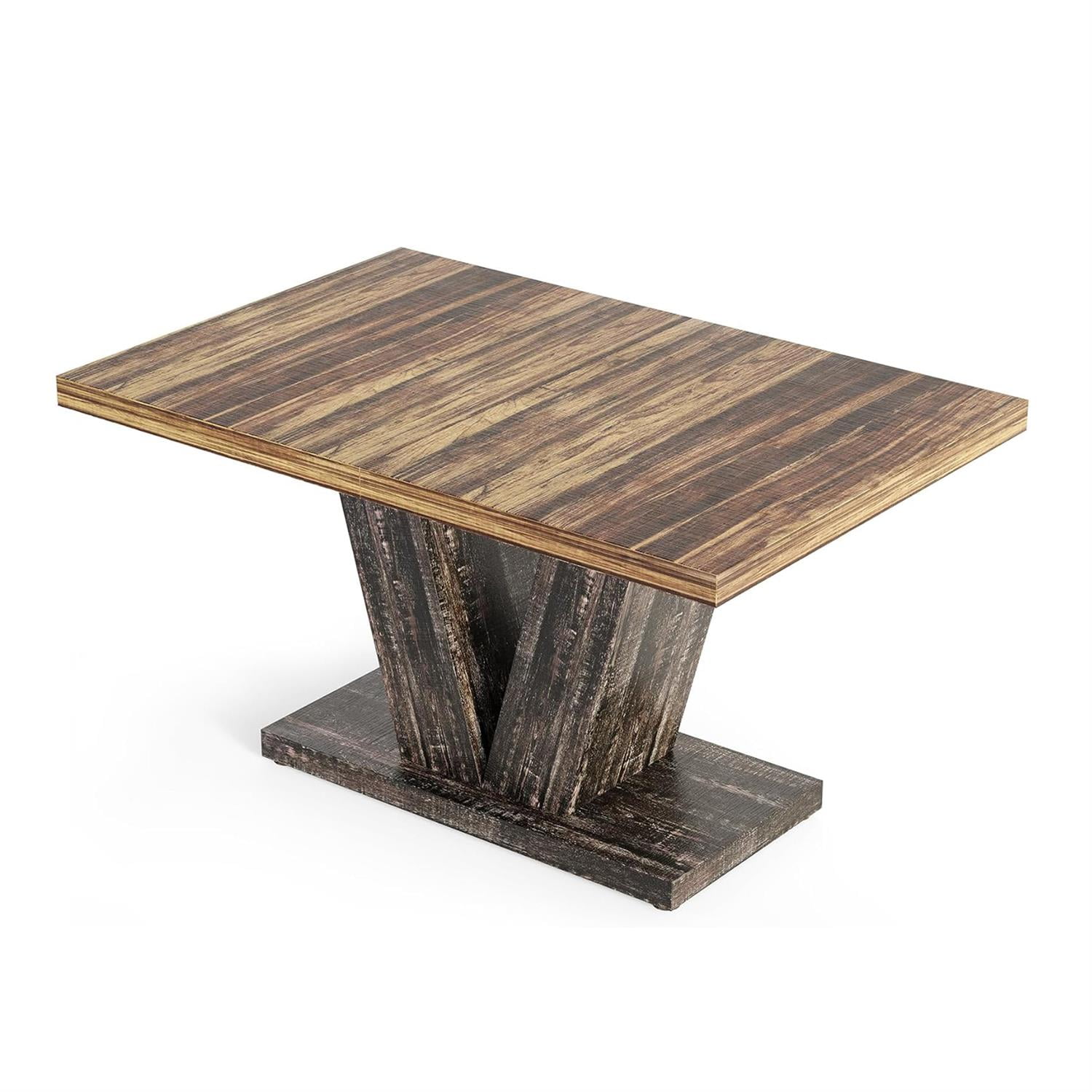 Demi Bonn 47" Farmhouse Dining Table, Wood Rectangular Kitchen Table with Duty Pedestal for Dining Room, Home Office, Living Room Furniture, Brown & Black