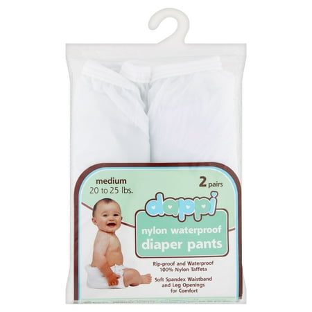 Dappi Nylon Waterproof Diaper Pants Medium 20 to 25 lbs, 2 count