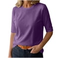 thumbnail image 3 of Yxbdin Basic Tees for Women Summer Crew Neck T Shirts Classic Half Sleeve Tshirts Lightweight Relaxed Fit Tops Solid Color Tees Everyday Daily Wear, 3 of 8