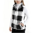 thumbnail image 6 of GiLiling Girls Plaid Fleece Vest Fuzzy Sleeveless Cardigan Fuzzy Sherpa Outerwear Casual Fluffy Jacket Open Front Warm Clothes (Black, 15-16 Years), 6 of 6
