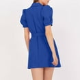 thumbnail image 5 of Sexlip Womens Dress Puff Sleeve Button Detail Belted Waist Soft Fabric Relaxed Silhouette for Casual Outings Blue S, 5 of 9