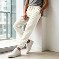 thumbnail image 5 of WULMLEO Men's Jogger Pants with Pockets Drawstring Tapered Athletic Sweatpants for Gym Running Casual Beige 3XL, 5 of 7