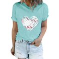 thumbnail image 1 of T-Shirt à Manches Courtes pour Femmes Liquidation T-Shirt en Chiffon pour Femmes T-Shirt de Baseball pour Femmes Amour Classique Col Rond Décontracté T-Shirt de Baseball à Manches Courtes, 1 of 7