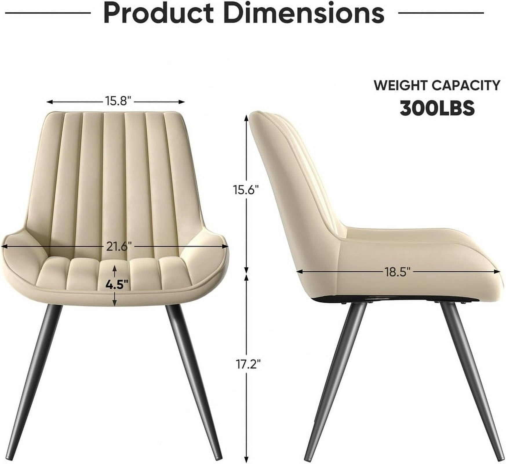 Hawsaiy Modern Upholstered Dining Chairs Set of 4, Comfy Kitchen Side Chairs with Thick Cushions & Metal Legs, Beige