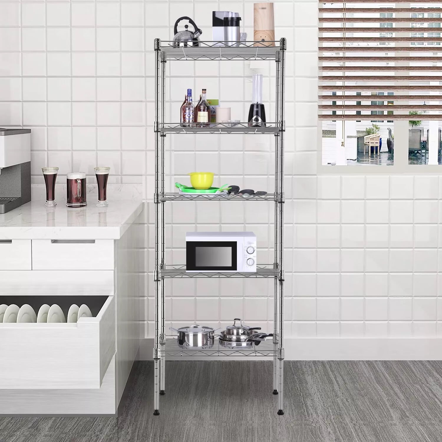 YRLLENSDAN 48" Height 5Tier Wire Shelving Unit for Home, 750lbs