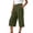 Army Green, variant on Women's High Waisted Pleated Wide Leg Button Fly Cropped Capri Pants with Side Pockets for Office Casual Daily Summer Wear