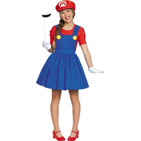 Miss Mario Costume for Girls, Super Mario Brothers, XL, with