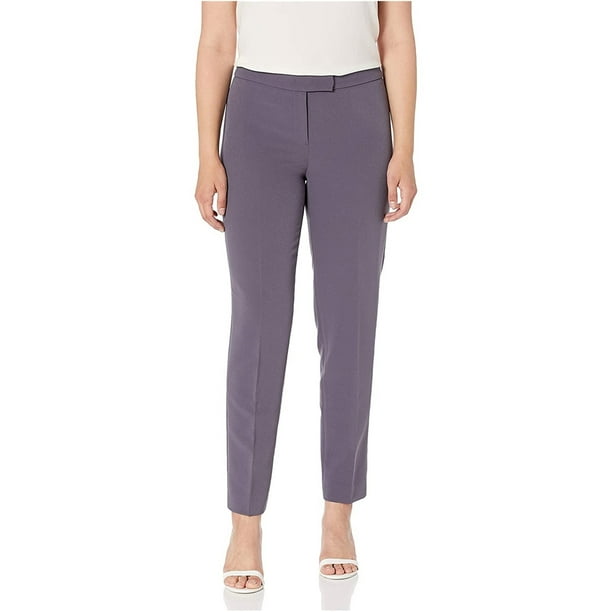 Anne Klein Womens Solid Casual Cropped Pants Grey 4
