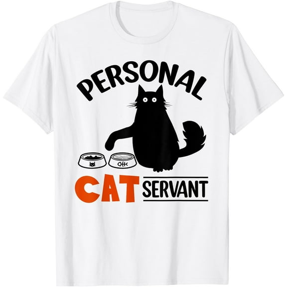 Funny Black Cat Personal Kitten Servant Unisex T-Shirt for Men Women Kids Toddler