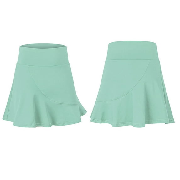 IROINNID Women's Sports Loose Fake Two-piece Anti-peep And Quick-drying Running Fitness Culottes Tennis Skirt Short Elastic Waist Mini Solid Color Skirt