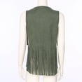 thumbnail image 5 of Sholeno Women's Fringe Vest Sleeveless 70s Hippie Faux Suede Rivets Tassel Jacket Cardigan Tops Army Green L, 5 of 6