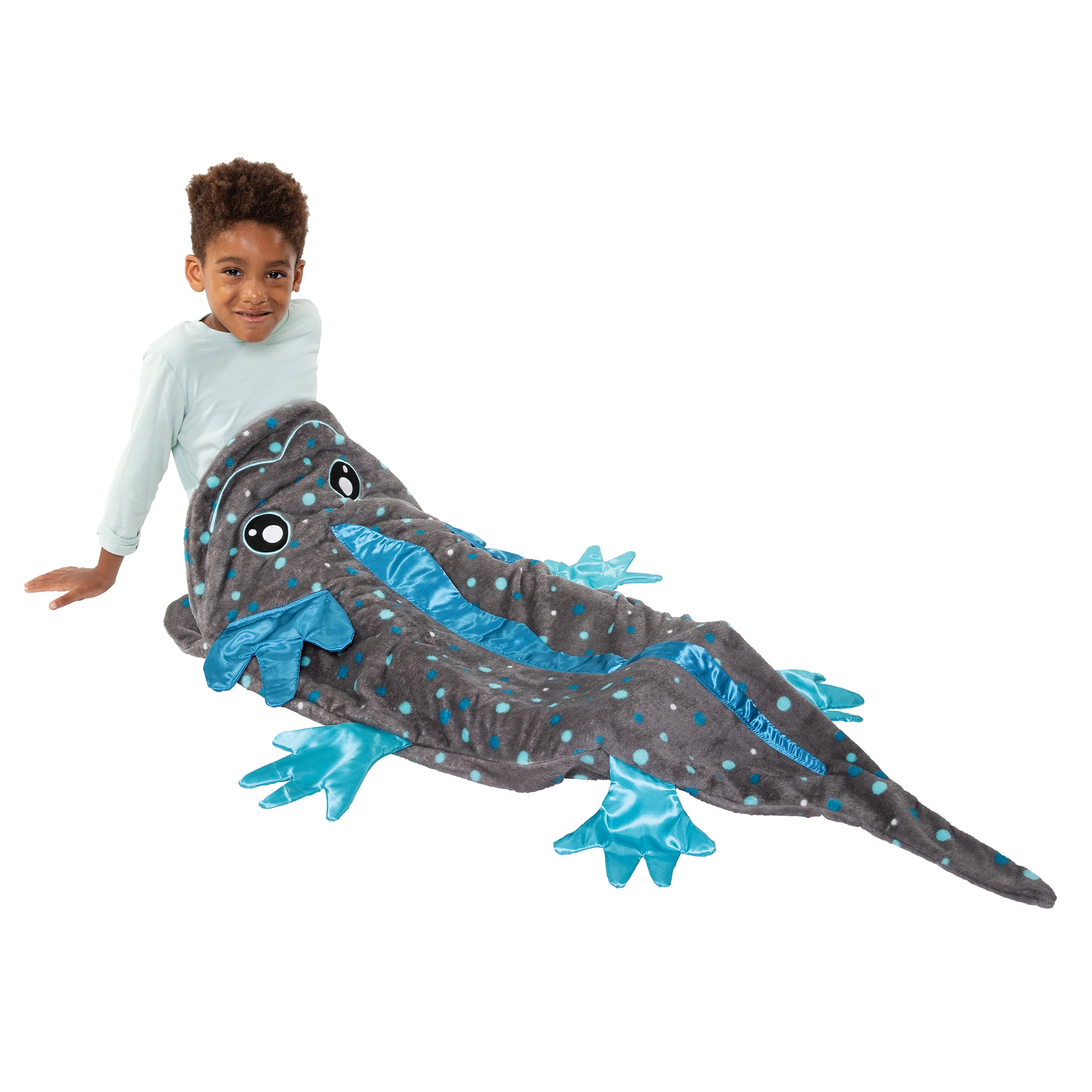 Snuggie Tails, The Original Wearable Blanket with Sleeves, Super Soft Throw Fleece, Axolotl, Ages 5+
