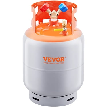 30 LBS 400 psi Portable Refrigerant Recovery Tank with Y Valve for Liquid Vapor High Sealing R22 R134A R410A Orange Gray Cylinder