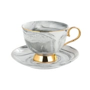 BESTONZON OUNONA 250ml 250ML Marble Ceramic Espresso Coffee Cup and Saucer Set Tea Milk Cup Mug