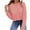 Pink, variant on IROINNID Womens Sweater Round Neckline Pullover Sweater Solid Color Casual Short Length Long Sleeve Autumn and Winter Button Sweater Tops Blouse