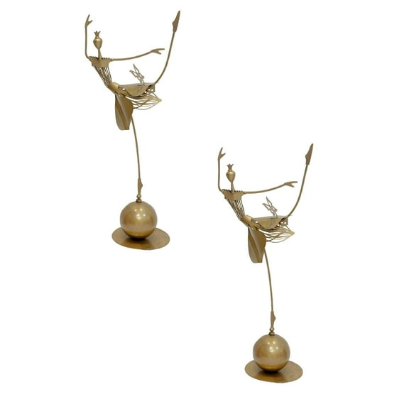 2Pcs Garden Metal Decoration Metal Decor For Garden Bird Dancing Girl Butterfly Dancing Girl Outdoor Decorations Outdoor Metal Statue For Farmhouse Footpath 13.8Inch