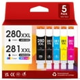 thumbnail image 6 of 280XXL 281XXL Ink Cartridges Compatible for Canon PGI 280 XXL CLI 281 XXL Ink Cartridges for PIXMA TS8320 TS8220 TS8120 Printer (5 Pack), 6 of 12