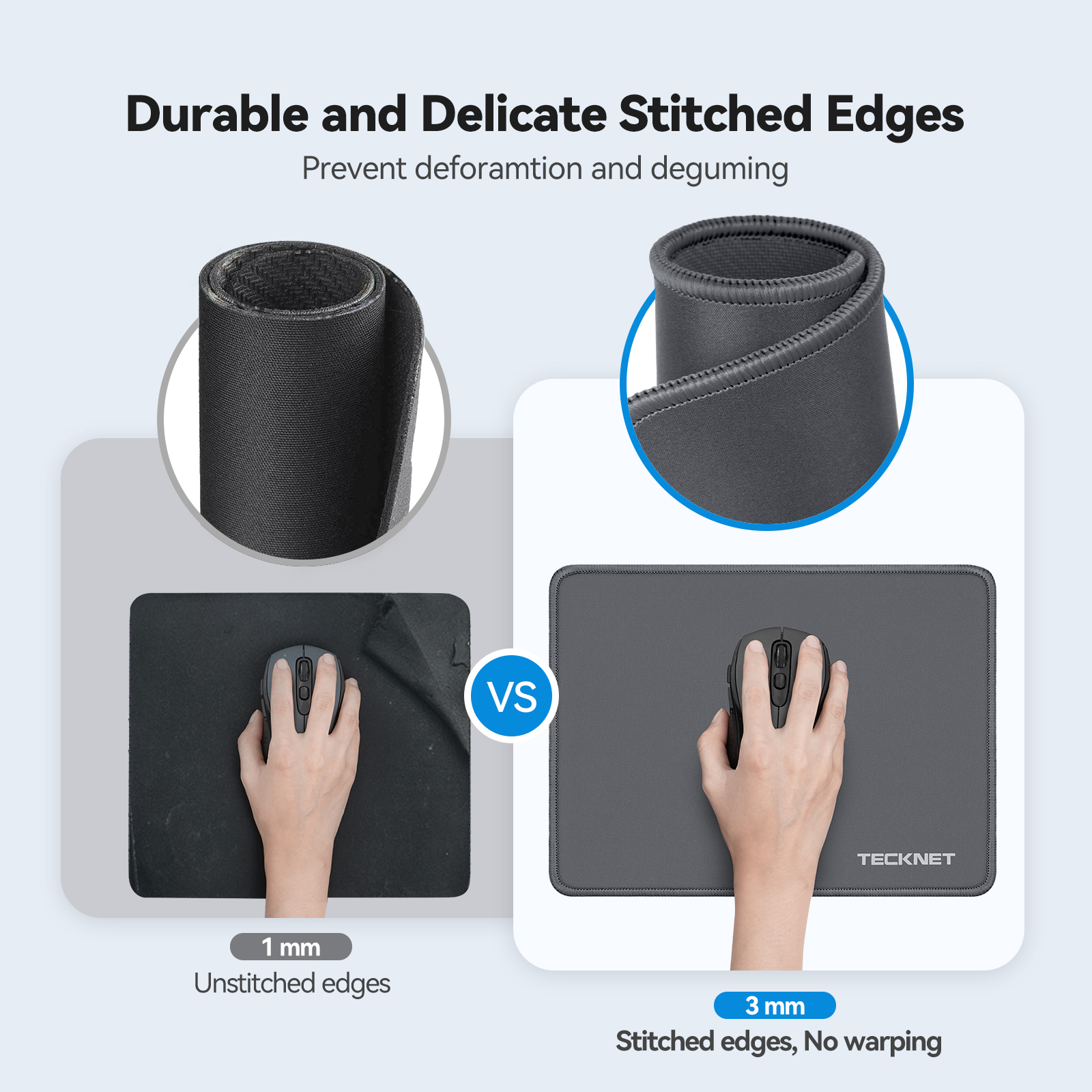 Tecknet Mouse Pad with Stitched Edges Grey photo 5