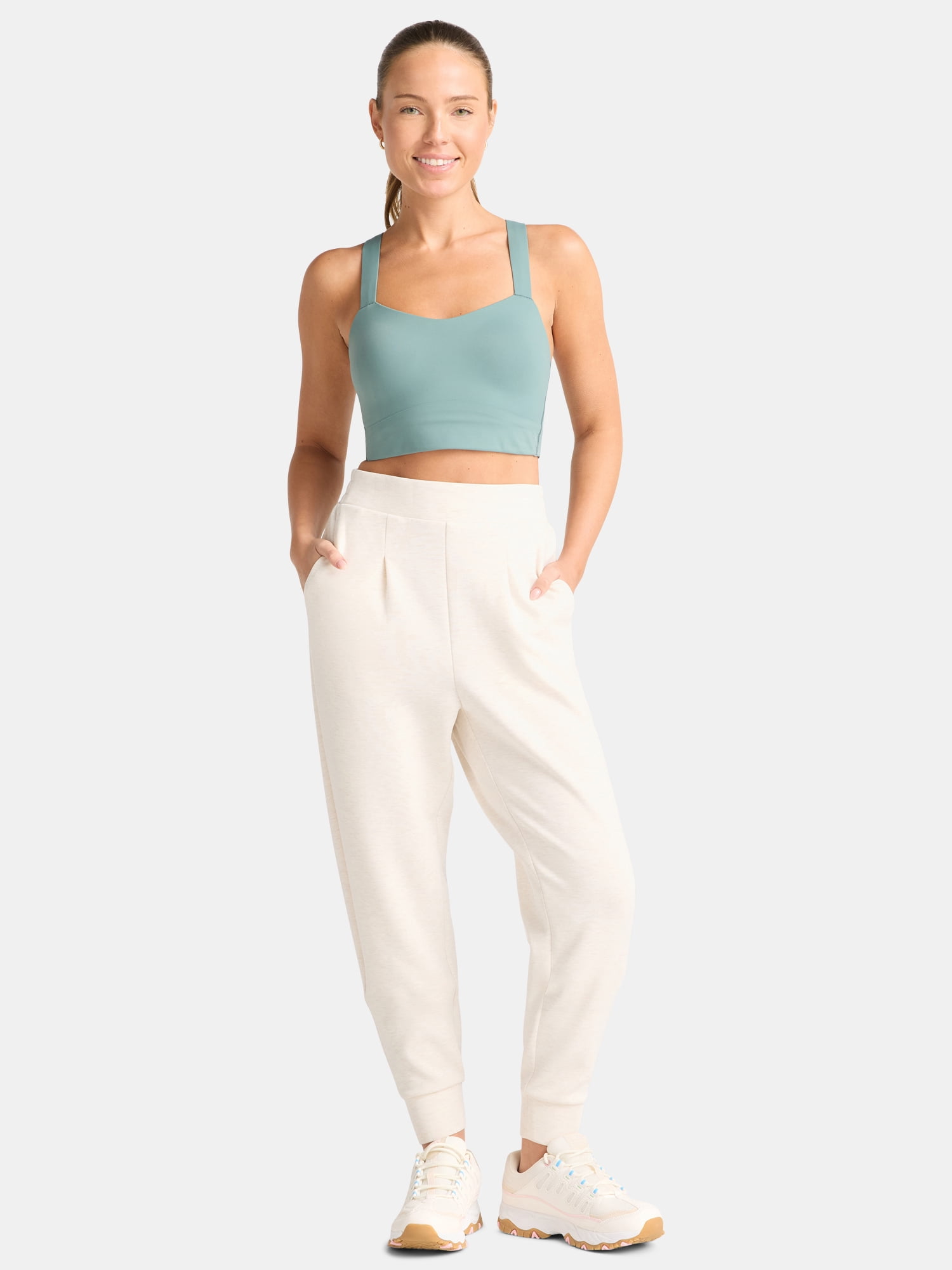 Avia Women's and Women's Plus ScubaKnit Pleat Joggers with Pockets, Size XS-4X