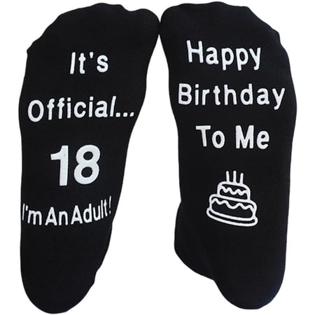 Hzzsbu Cotton Black Casual Socks 18th Birthday Themed Printed Crew Socks