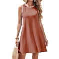 thumbnail image 2 of Summer Dresses for Women Vacation Casual Beach Sundress Sleeveless Tank Crewneck Shift Swing Dress Orange L, 2 of 10