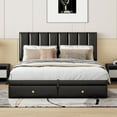 thumbnail image 2 of Queen Size Lift Up Storage Bed, Leather Upholstered Platform Bed with Hydraulic Storage System & 2 Drawer, Modern Queen Bed Frame wirh Headboard, No Box Spring Needed, Black, 2 of 7