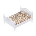 thumbnail image 2 of Cama doble tapizada en miniatura de madera hecha a mano, accesorio para dormitorio y hogar. blanco, 2 of 9