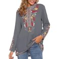 thumbnail image 1 of Hauts Brodés Mexicains Boho pour Femmes Manches Longues Tuniques Décontractées Paysannes Blouse d'Automne Chemises pour Femmes, 1 of 5