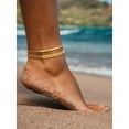 thumbnail image 2 of FindChic 2pcs Ankle Bracelets for Women, Gold Plated Anklet Sets Waterproof Herringbone Chain Cuban Link Summer Foot Jewelry Christmas Birthday Gifts for Her/Mom/Wife, 2 of 7